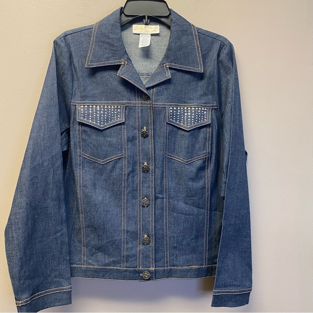 Denim Jacket with embellished pockets size medium